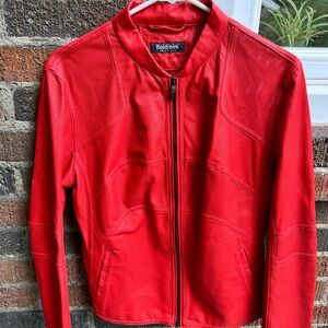 Baldinini Women's Vibrant Red Leather Jacket